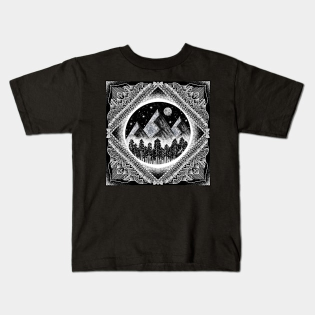 Touch the Mountains Kids T-Shirt by LINARAandCO